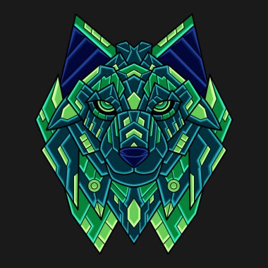 Soyut Renkli Süslü Doodle Zentangle Sanat Sanatı Kurt Çizim Çizim Vektörü. Logo, Duvar Kağıdı, Banner, Arkaplan, Kart, Kitap İllüstrasyonu, Tişört Tasarımı, Etiket, Kapak, vb.