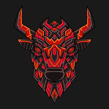 Renkli Süslü Doodle Zentangle Sanat Geometrisi Bizon Çizgi Filmi Çizim Vektörü. Logo, Duvar Kağıdı, Banner, Arkaplan, Kart, Kitap Resimleri, Tişört Tasarımı, Etiket, Kapak