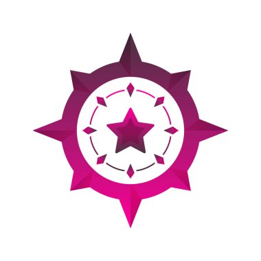 pusula yıldız logo element tasarım şablonu simgesi