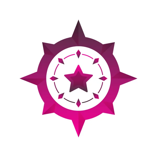 Brújula Estrella Logotipo Elemento Diseño Plantilla Icono — Vector de stock