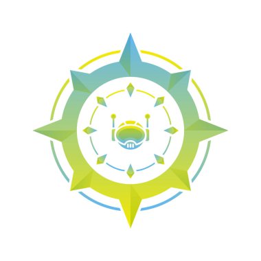 Robot pusula gradyan logo tasarım şablonu simgesi