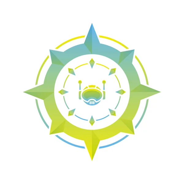 Robotti Kompassi Kaltevuus Logo Suunnittelu Malli Kuvake — vektorikuva
