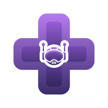 Robot tıbbi gradyan logo tasarım şablonu simgesi