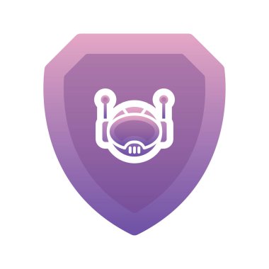 Robot kalkan gradyan logo tasarım şablonu simgesi
