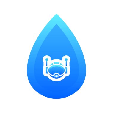 Robot su gradyan logo tasarım şablonu simgesi