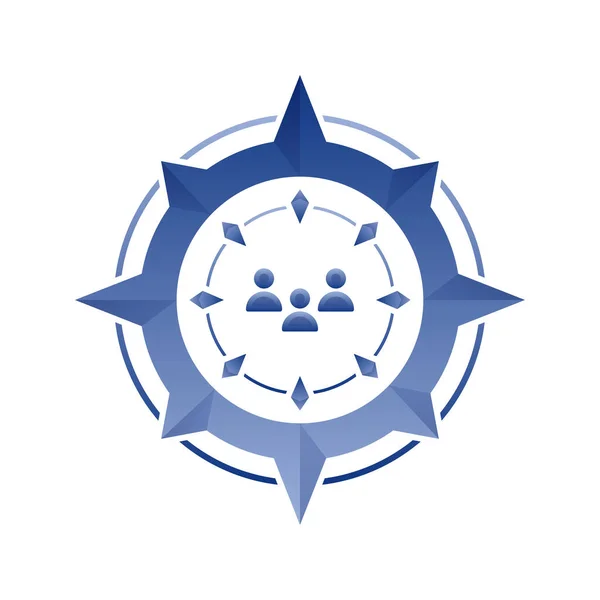 Comunidade Bússola Gradiente Logotipo Design Modelo Ícone —  Vetores de Stock