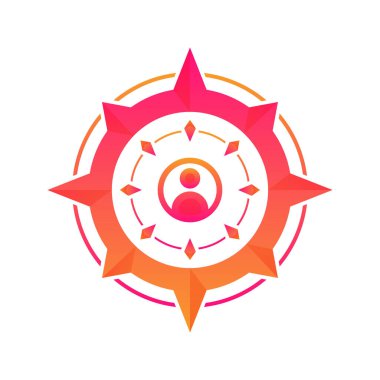 profil pusula gradyan logo tasarım şablonu simgesi