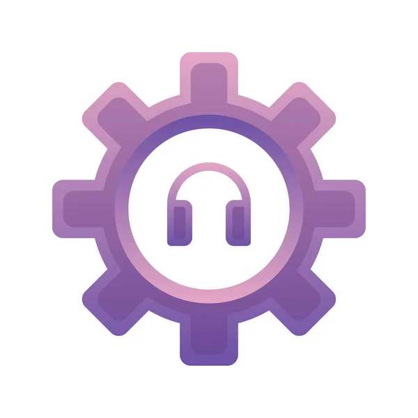 Headphone Gear Gradient Logo Design Template Icon — Image vectorielle