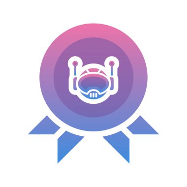 Madalya robotu gradyan logo tasarım şablonu simgesi