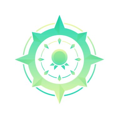 Madalya pusula gradyan logo tasarım şablonu simgesi