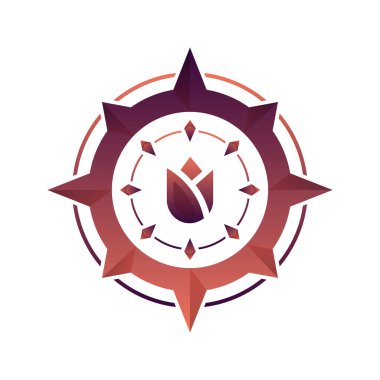 flower compass gradient logo design template icon