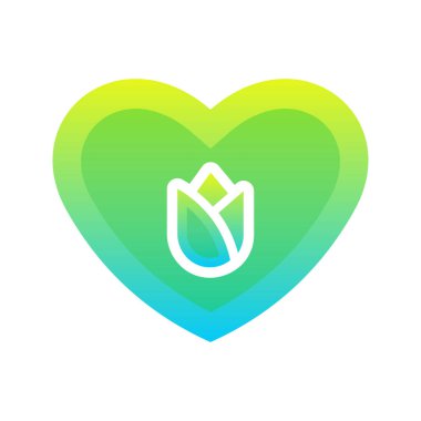 çiçek aşk gradyan logo tasarım şablon simgesi