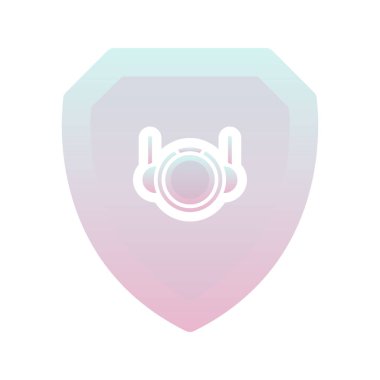 astronot kalkanı gradyan logo tasarım şablonu simgesi