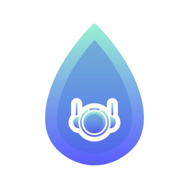 astronot su gradyan logo tasarım şablonu simgesi