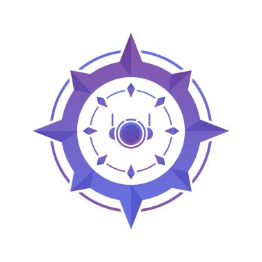 astronot pusula gradyan logo tasarım şablonu simgesi