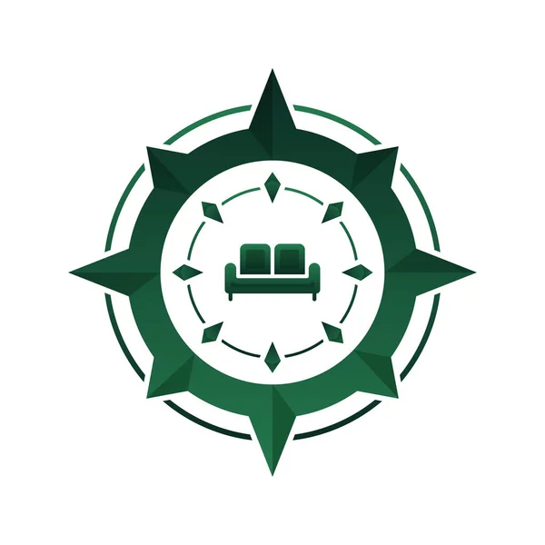 Sofa Compass Logo Gradient Design Template Icon — 图库矢量图片