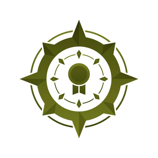 Medalla Brújula Logotipo Gradiente Diseño Plantilla Icono — Vector de stock