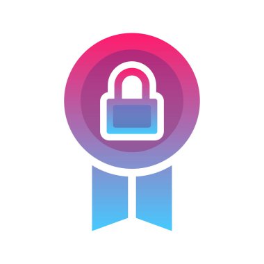 Madalya kilidi logo gradyan tasarım şablonu simgesi