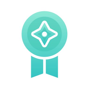 Madalya shuriken logo gradyan tasarım şablonu simgesi