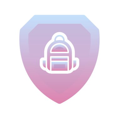 Sırt çantası kalkan logo gradyan tasarım şablonu simgesi