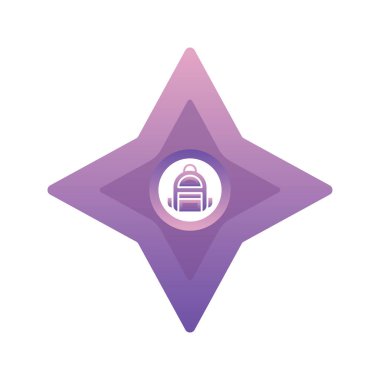Sırt çantası shuriken logo gradyan tasarım şablonu simgesi