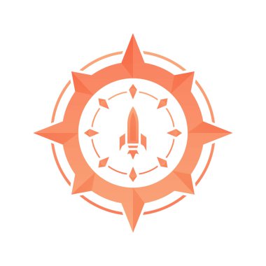 roket pusula logosu gradyan tasarım şablon simgesi elementi