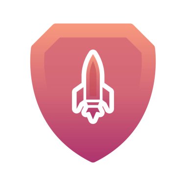 roket kalkanı logosu gradyan tasarım şablonu simge elementi