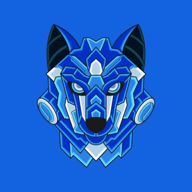 Soyut Renkli Geometrik Süsleme Doodle Wolf Çizgi Film Çizim Vektörü. Logo, Duvar Kağıdı, Banner, Arkaplan, Kart, Kitap Resimleri, Tişört Tasarımı, Etiket, Kapak