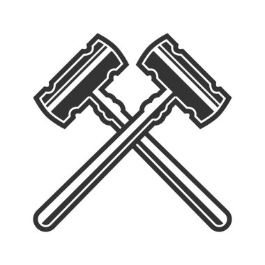 Doodle Dual Hammer Illustration Cartoon Concept Vector. Suitable For Logo, Wallpaper, Banner, Background, Card, Book Illustration, T-Shirt Design, Sticker, Cover
