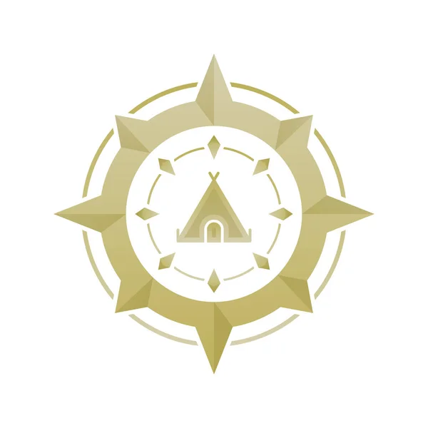 Carpa Brújula Logotipo Gradiente Diseño Plantilla Icono Elemento — Vector de stock