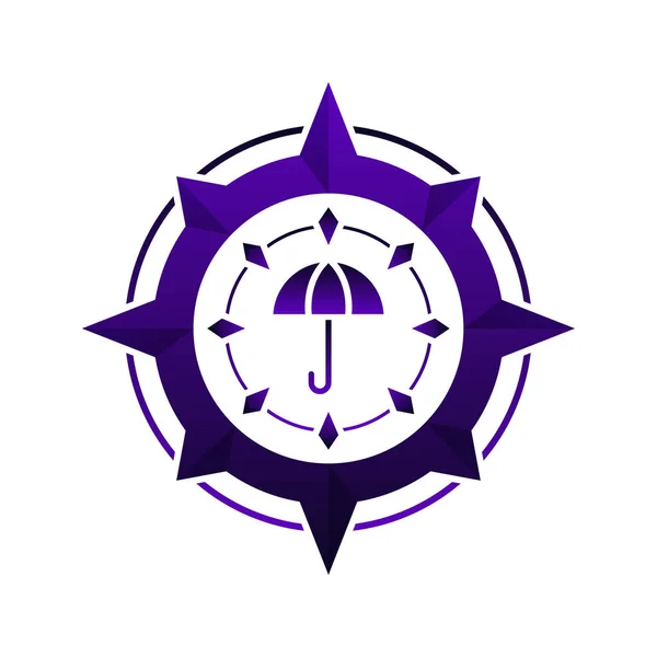 Umbrella Compass Logo Gradient Design Template Icon Element — 图库矢量图片