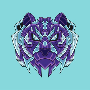 Soyut Renkli Geometrik Süsleme Doodle Tiger Çizgi Film Çizgi Filmi Kavram Vektörü. Logo, Duvar Kağıdı, Banner, Arkaplan, Kart, Kitap Resimleri, Tişört Tasarımı, Etiket, Kapak