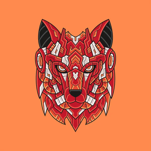 Abstrakte Bunte Geometrische Ornament Doodle Wolf Illustration Tribal Cartoon Concept — Stockvektor