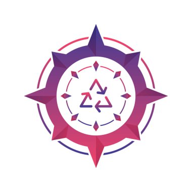 recycle compass logo gradient design template icon element