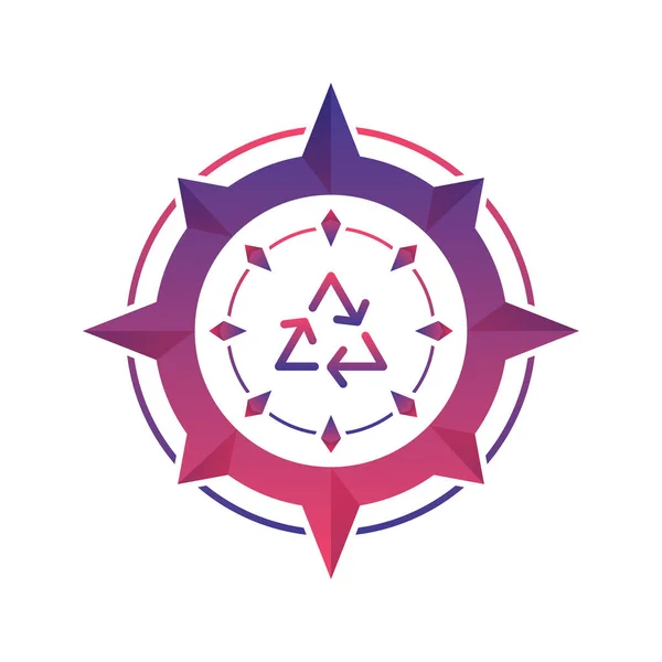 Recycle Compass Logo Gradient Design Template Icon Element — 图库矢量图片