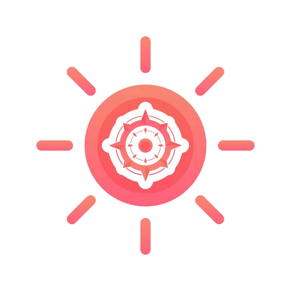 Sun Compass Logo Gradient Design Template Icon Element — Stockvektor