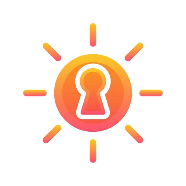 Sun Keyhole Logo Gradient Design Template Icon Element — Stockvektor