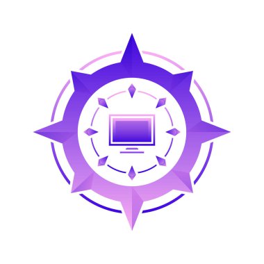 monitor compass logo gradient design template icon element
