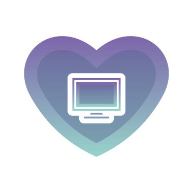monitor love logo gradient design template icon element