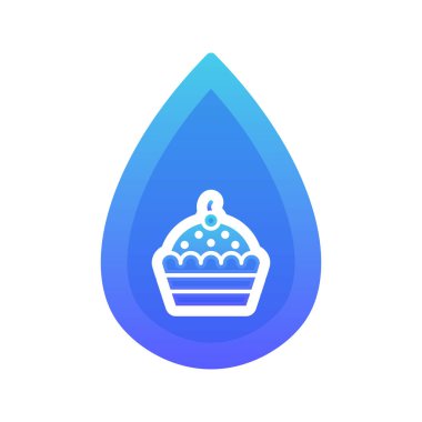 cupcake su logosu gradyan tasarım şablonu simge elementi