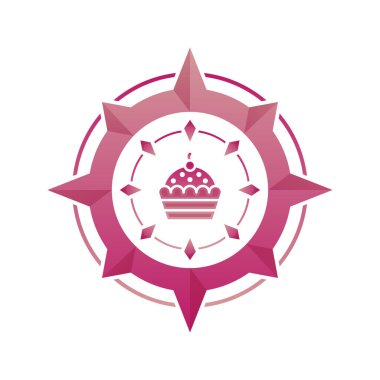 cupcake pusula logo gradyan tasarım şablon simgesi ögesi