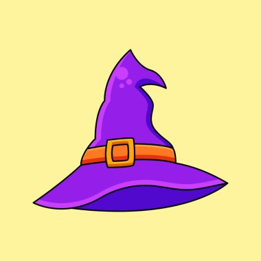 Cadı şapkası şirin çizgi film simgesi çizimi