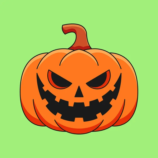 Monstruo Cabeza Calabaza Halloween Lindo Dibujo Animado Garabato Icono Ilustración — Vector de stock