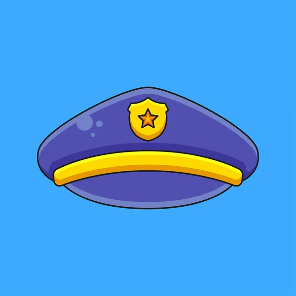 Sombrero Policía Lindo Dibujo Animado Garabato Icono Ilustración — Vector de stock