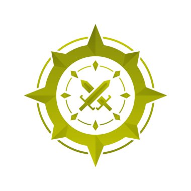 kılıç pusula logo gradyan tasarım şablon simgesi ögesi