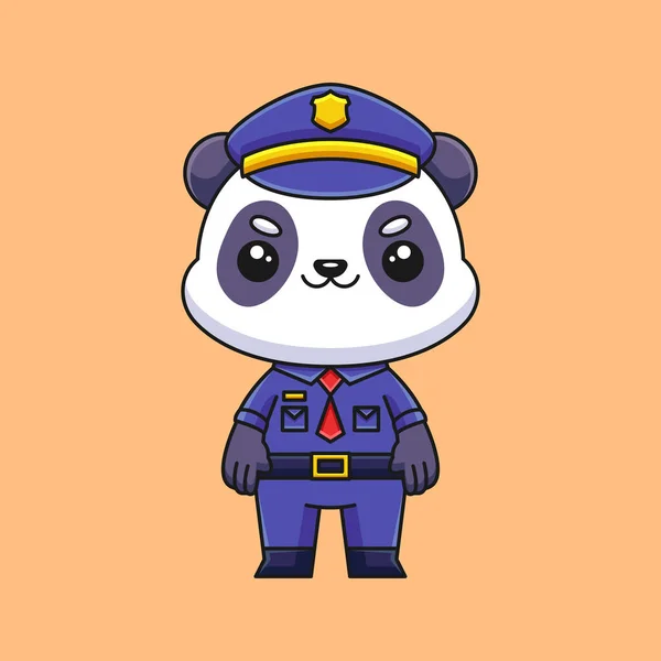 Aranyos Rendőrség Panda Rajzfilm Firka Kézzel Rajzolt Fogalom Vektor Kawaii — Stock Vector