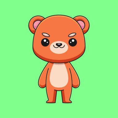 Sevimli ayı çizgi filmi karalama sanat el çizimi konsept vektör kawaii ikonu illüstrasyonu