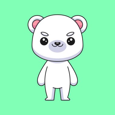 Şirin kutup ayısı karikatür karalama sanat el çizimi konsept vektör kawaii resim