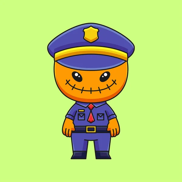 Mignon Police Épouvantail Monstre Dessin Animé Gribouille Art Dessin Main — Image vectorielle