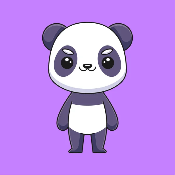 Niedlich Panda Cartoon Kritzelkunst Handgezeichnet Konzept Vektor Kawaii Icon Illustration — Stockvektor